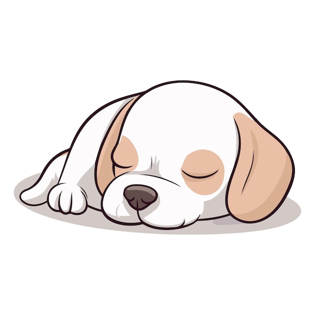 Illustration of a cute puppy sleeping on a white background