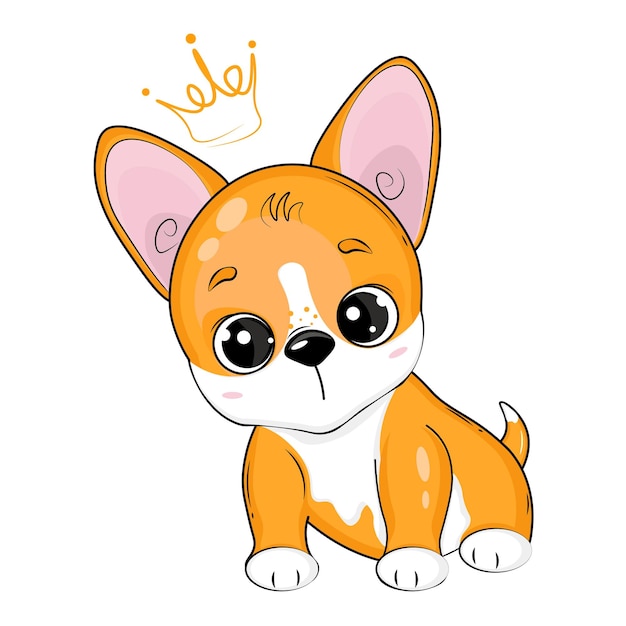 Vector illustration of a cute puppy with a crown