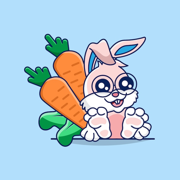 Vector illustration of cute rabbit with carrot