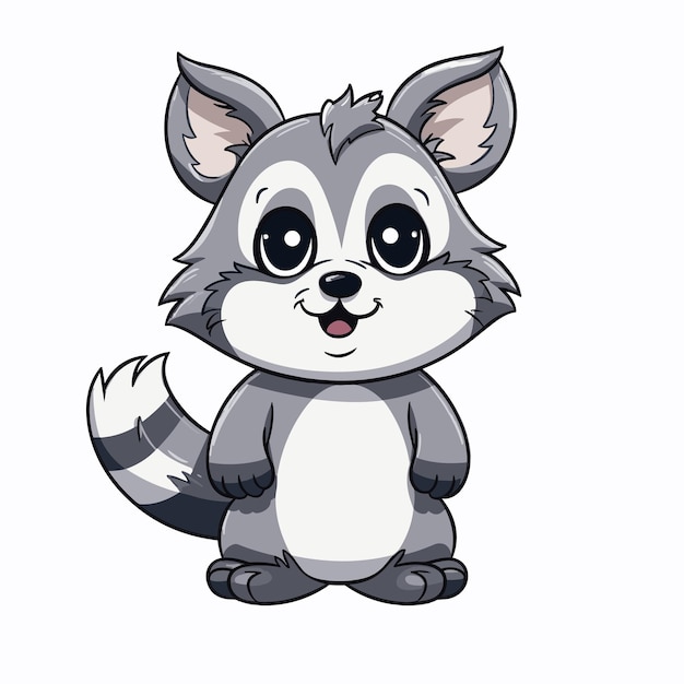 Vector illustration of a cute raccoon cartoon animal