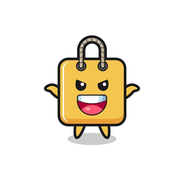 The illustration of cute shopping bag doing scare gesture , cute style design for t shirt, sticker, logo element