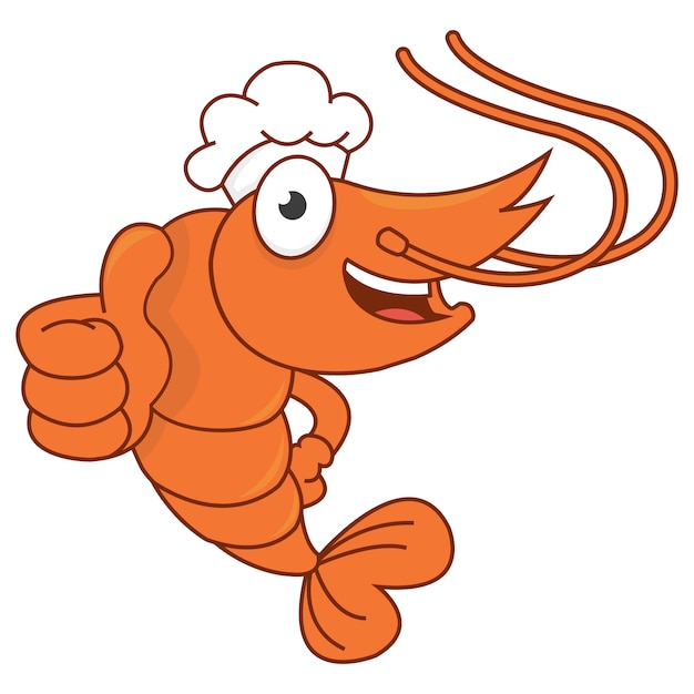 Vector illustration of cute shrimp with chef's hat