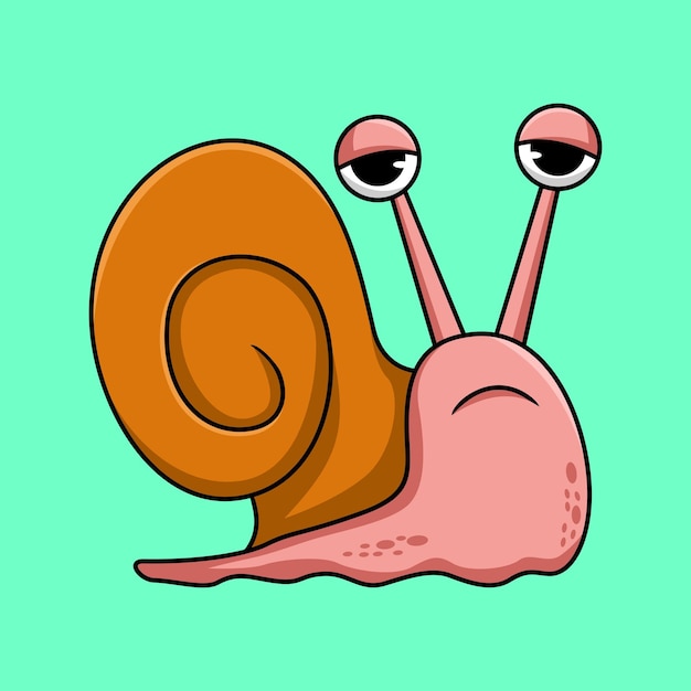 Illustration of a cute snail walking in pink