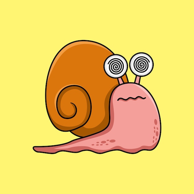 Vector illustration of a cute snail walking in pink