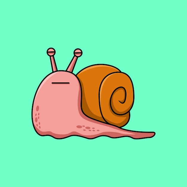 Illustration of a cute snail walking in pink