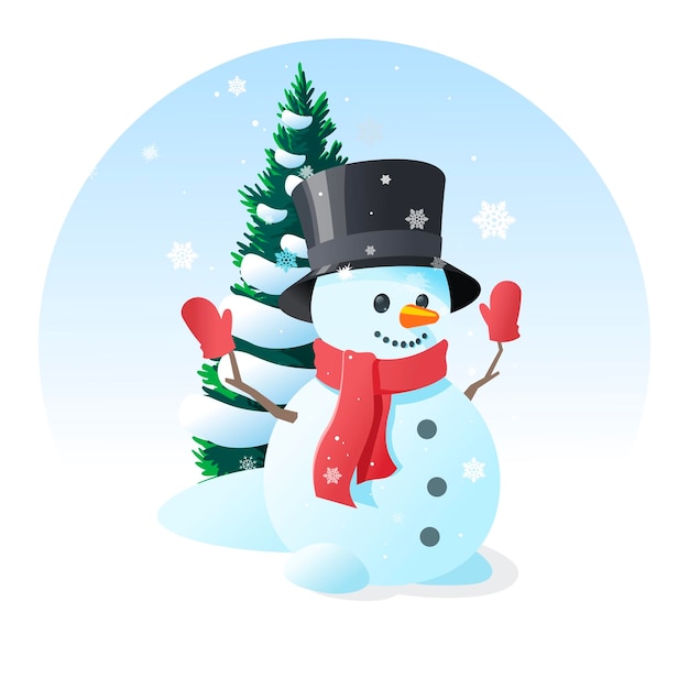 Vector illustration of a cute snowman