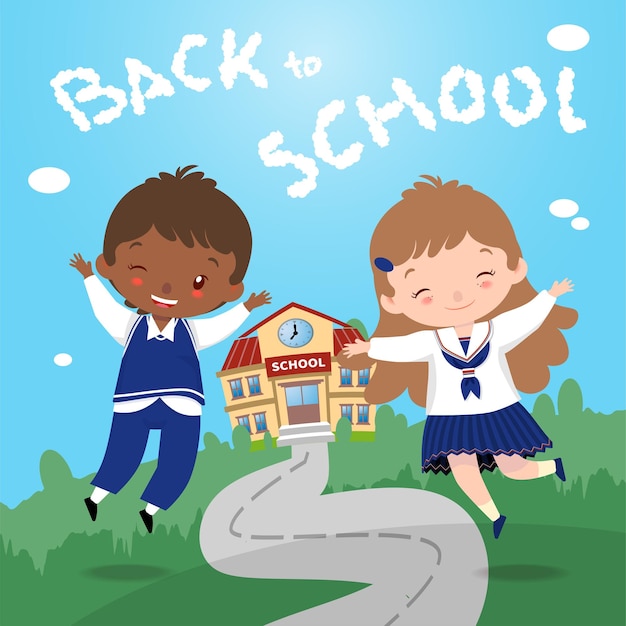 Illustration of cute student in uniform going back to school