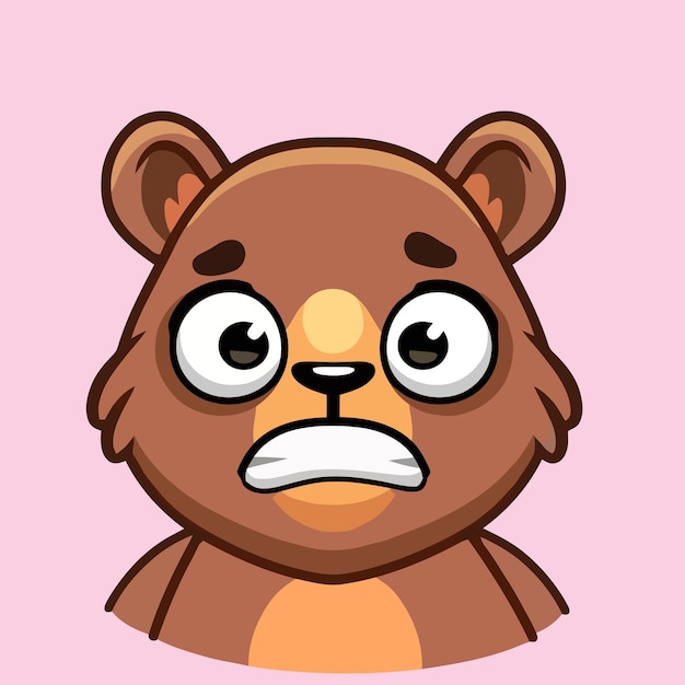 Illustration of cute teddy bear giving scared face cartoon bear face vector illustration