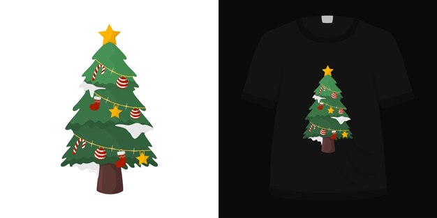 Illustration cute tree christmas for tshirt design