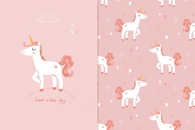 Illustrazione carino unicorno seamless pattern