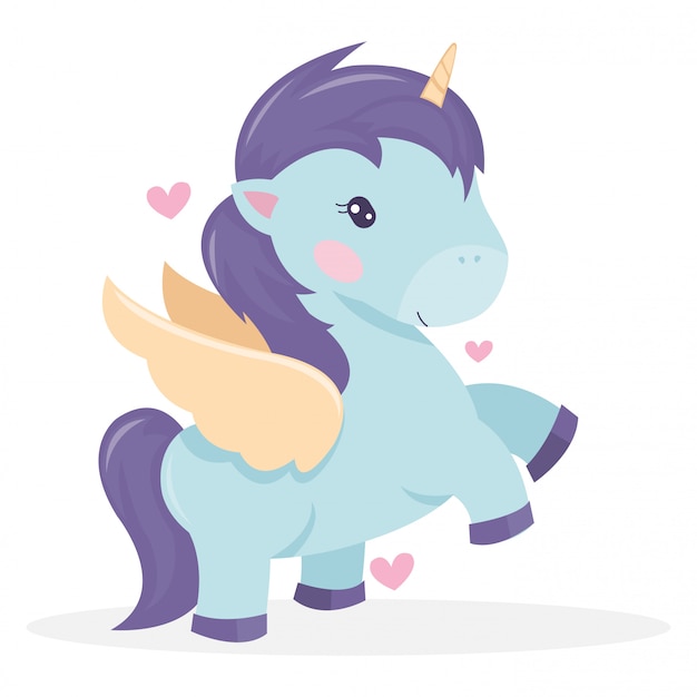 Illustration of cute unicorn in valentine fairytale