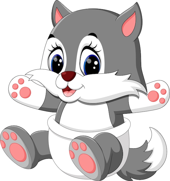 illustration of Cute wolf cartoon