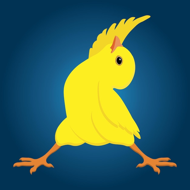 Illustration cute yellow chick in gymnastic pose chick in yoga pose Cartoon illustration