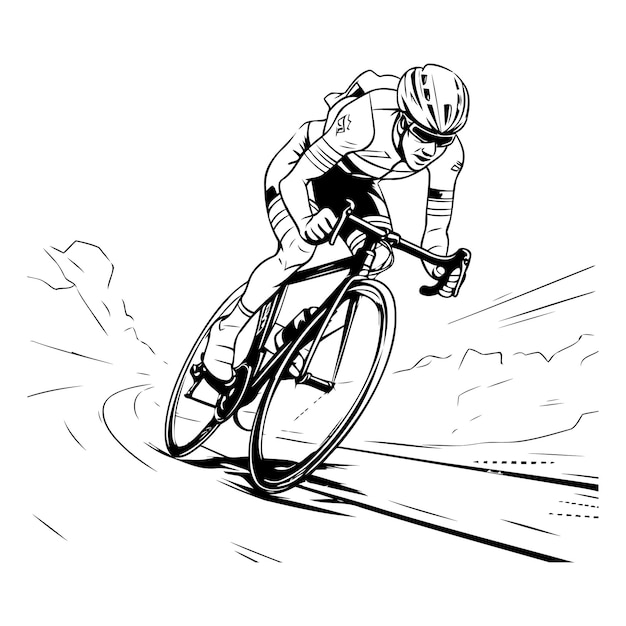 illustration of a cyclist riding on the road sketch for your design