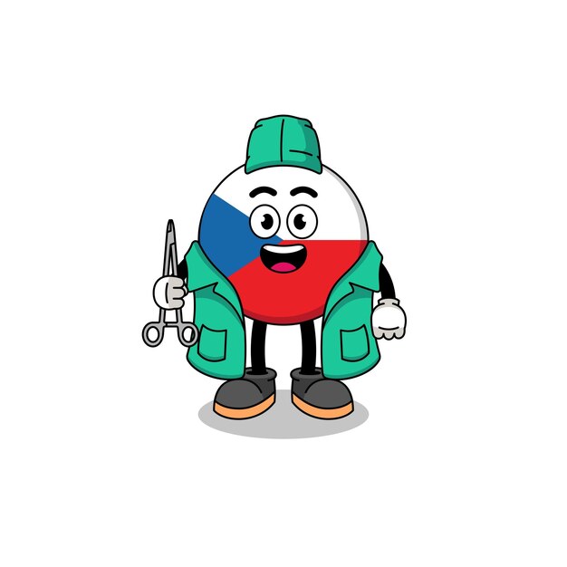 Illustration of czech republic mascot as a surgeon