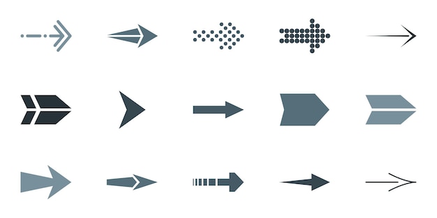 Vettore illustrazione delle icone della freccia scura su sfondo bianco. illustrazione vettoriale.