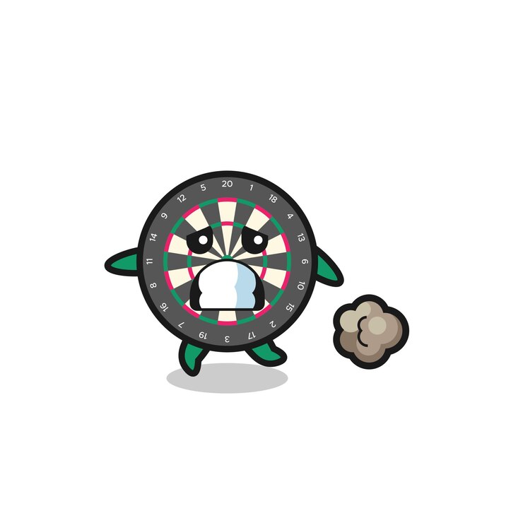 Vector illustration of the dart board running in fear