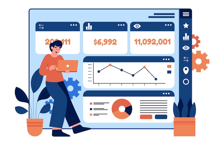 Vector illustration dashboard developer