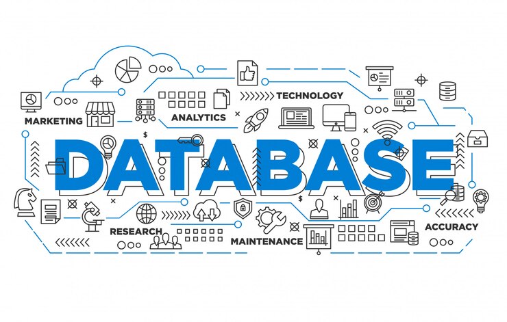 Vector illustration of database banner design with iconic style
