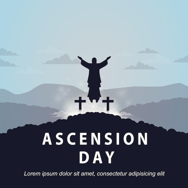 illustration of the day of the ascension of the lord jesus with jesus statue symbol in the morning