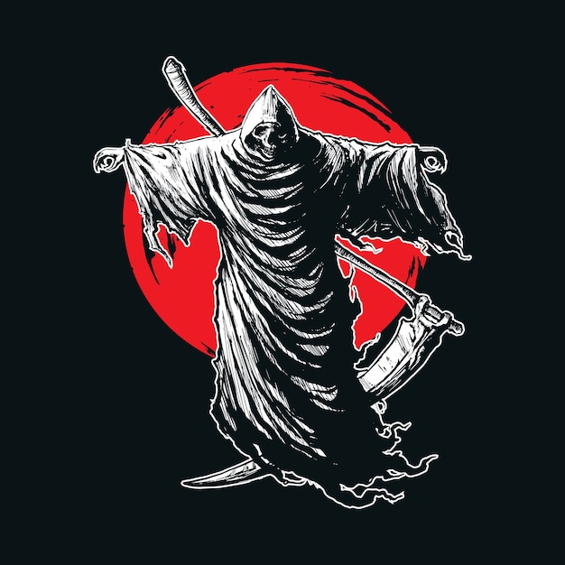 Vector illustration of death grim reaper