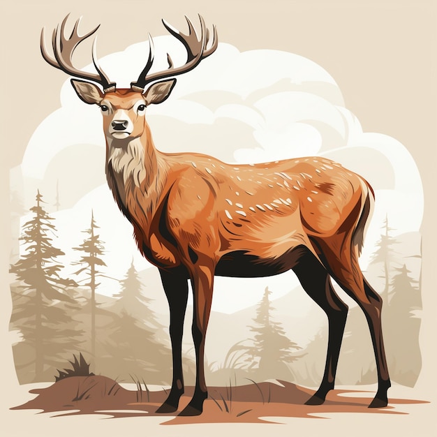 illustration deer animal wildlife nature wild background design mammal vector stag art a