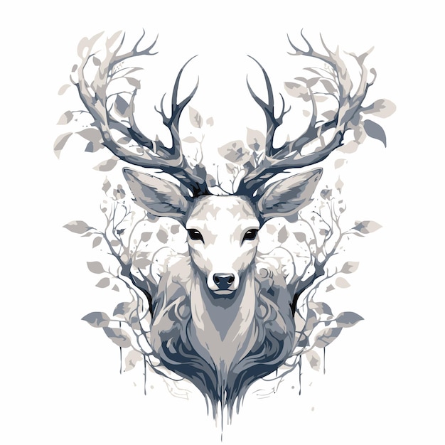 Illustration of deer in beautiful forest