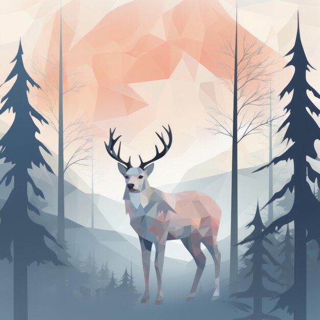 An illustration of a deer in the forest