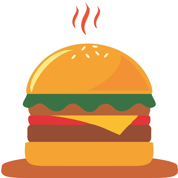 ILLUSTRATION OF A DELICIOUS BEEF AND CHEESE-COVERED BURGER WITH WHITE BACKGROUND.