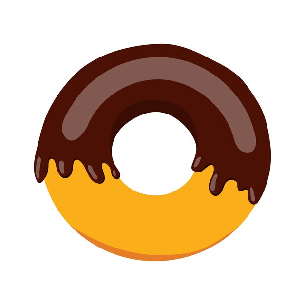 Illustration of a delicious doughnut with chocolate glaze vector on a white background