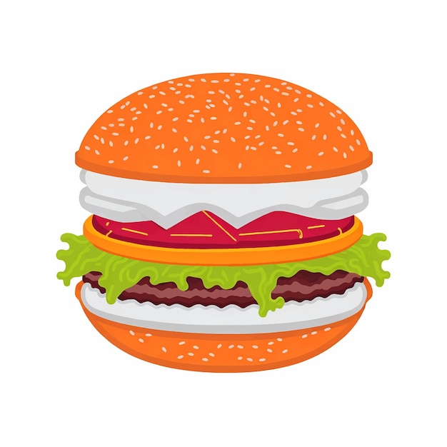 illustration of delicious fast food big burger hamburger vector
