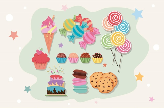Иллюстрация вкусных сладостей для ваших фотомонтажей и альбомов для вырезок