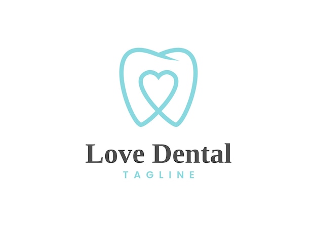 Vettoriali assistenza sanitaria dentale con il design del logo del segno del cuore.