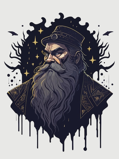 Vector illustration design bearded old man for logo and branding vintage vector art