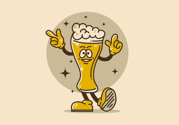 Illustration design of beer glass with hands and feet