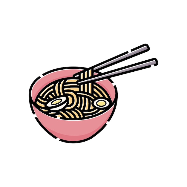 Vector illustration design of a bowl of egg noodles egg noodle design symbol