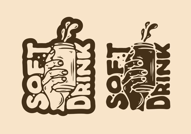 ソフトドリンクの缶を持つ手のイラストデザイン