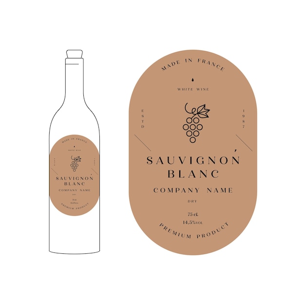 Vector illustration design labels for wine illustration