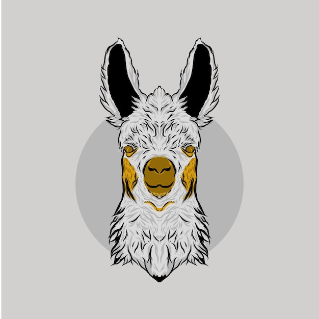 Vector illustration design of llama head with vintage retro style