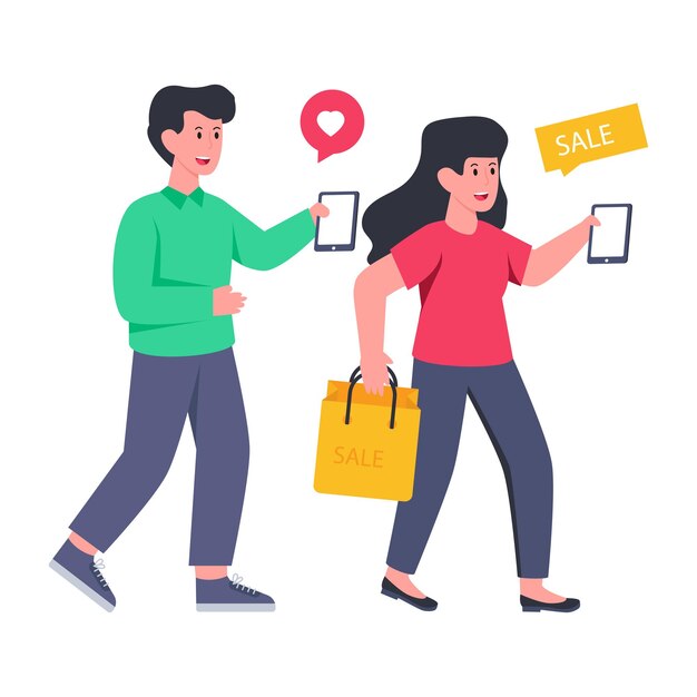 An illustration design of online shopping sale