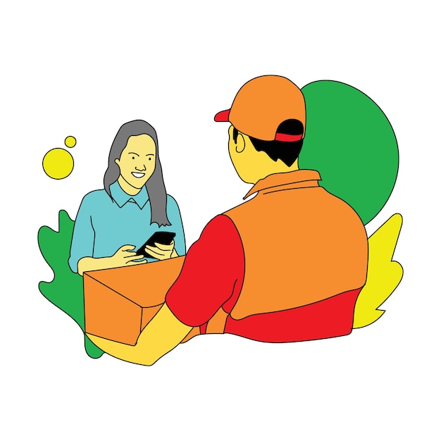 Illustration design of people delivering packages