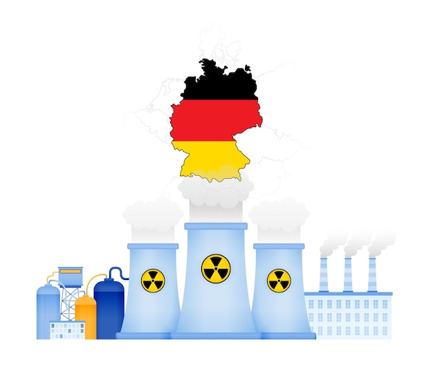 Il design dell'illustrazione della campagna per l'energia nucleare rinnovabile sicura in germania e il nucleare dell'unione europea per zero emissioni di carbonio può essere utilizzato per il volantino della brochure del poster pubblicitario del sito web