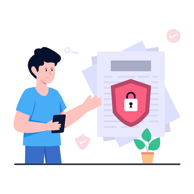 An illustration design of secure document in flat style