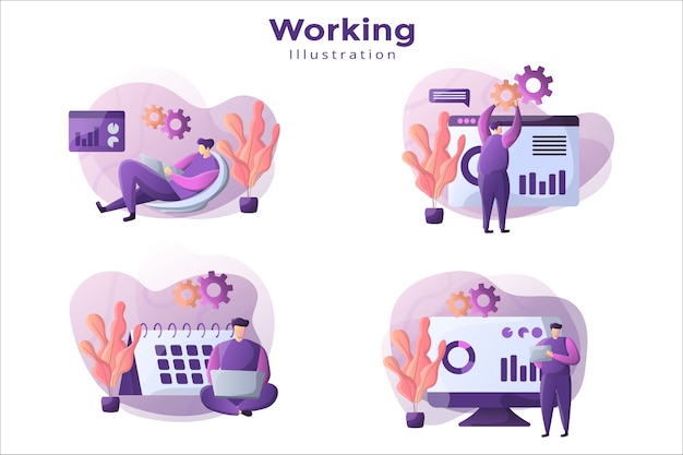 Design illustrazione impostato con il concetto di lavoro