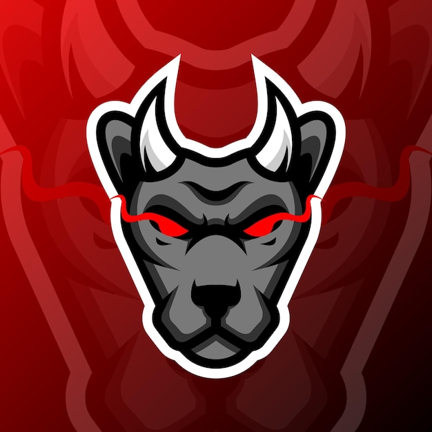 иллюстрация дьявольской пантеры в стиле логотипа киберспорта