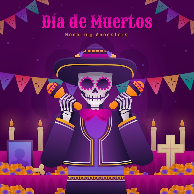 Illustration for dia de muertos holiday