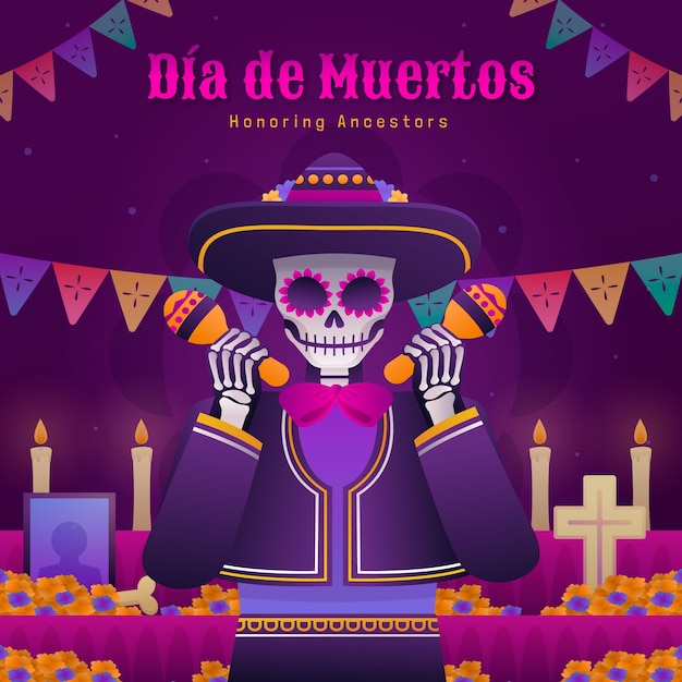 Vector illustration for dia de muertos holiday