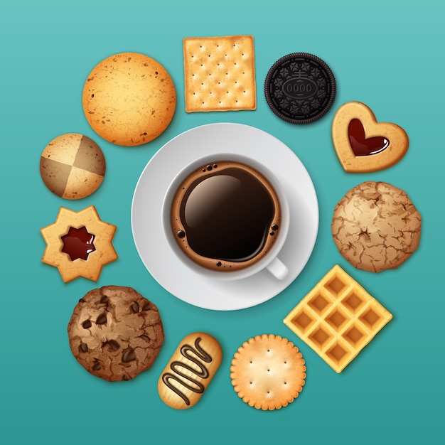 Vector illustration of different sweet biscuits