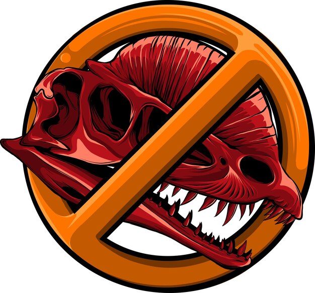 illustration of dinosaur skull Prohibited sign