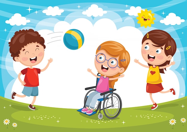 Illustration of disabled kid